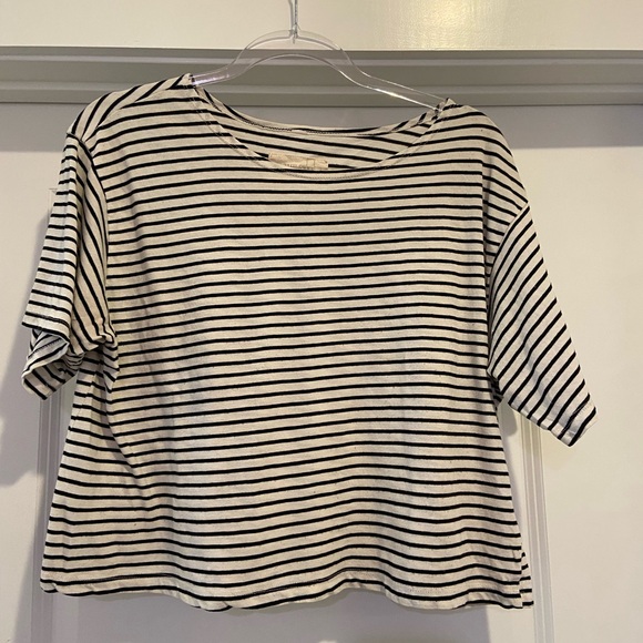 Free People Tops - Free People Black and White Striped Short Sleeve Tee